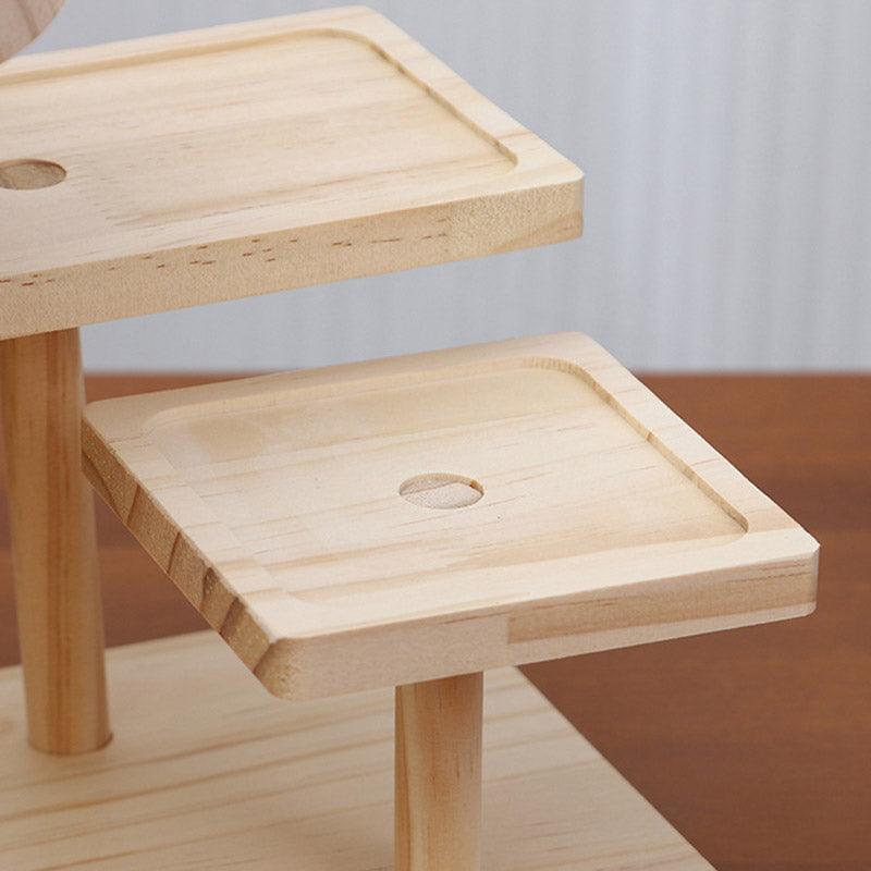 Utility Trolleys: Multi-Tier Wooden Step Shelf Desktop Storage Organizer for Office and Home Use