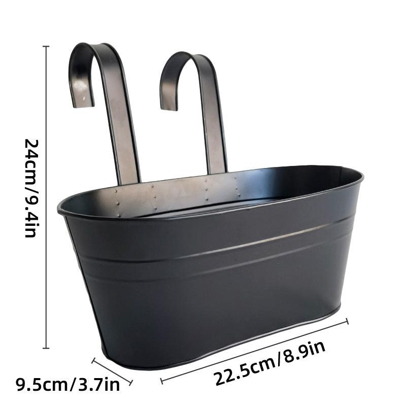 Garden Beds & Planters: 3pcs Double Hooks Hanging Planter Basket for Balcony Fence Outdoor Garden Pots