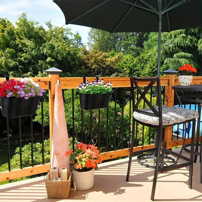 Garden Beds & Planters: 3pcs Double Hooks Hanging Planter Basket for Balcony Fence Outdoor Garden Pots