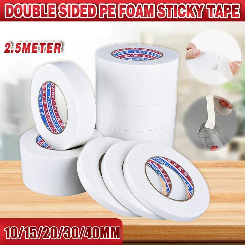 Tape: Double Sided White PE Foam Sticky Tape Mounting DIY Craft Strong Adhesive 2.5m - 10mm*2.5m