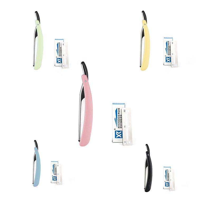 Makeup Brushes: Old Shaver Razor Eyebrow Knife Folding Manual Shaver Holder Home Salon Tool Au - Black+10PCS Blades
