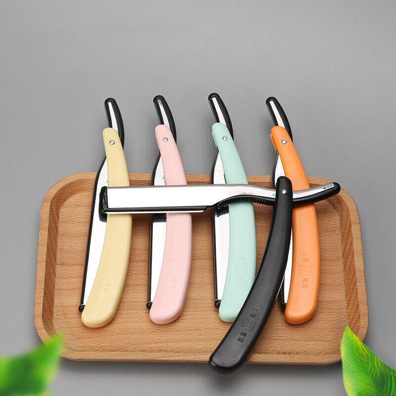 Makeup Brushes: Old Shaver Razor Eyebrow Knife Folding Manual Shaver Holder Home Salon Tool Au - Green+10PCS Blades