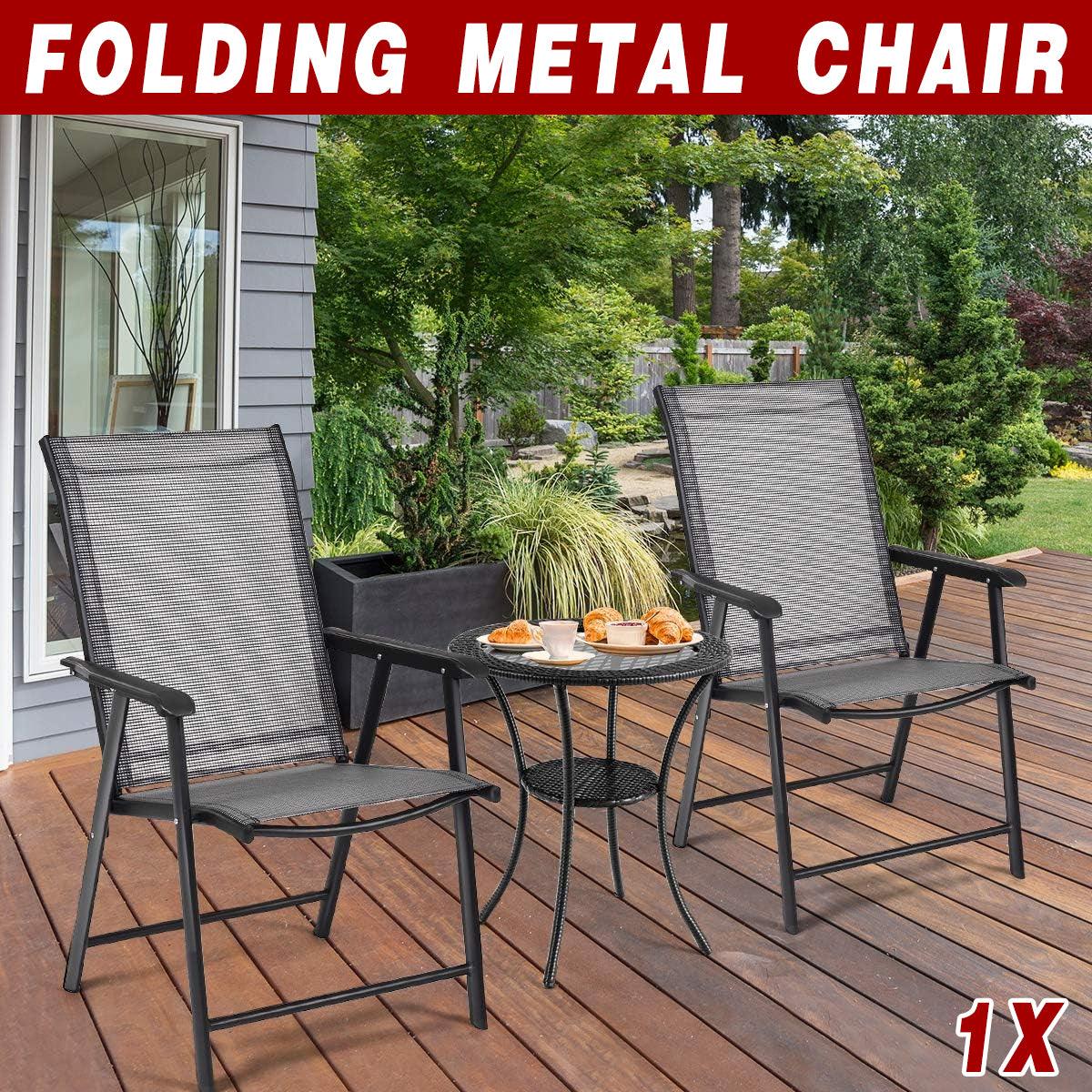 Outdoor Chairs: Outdoor Folding Chair Metal Portable Patio Balcony Chair with Backrest Sub Chair
