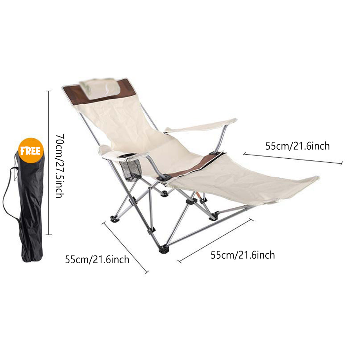 Outdoor Chairs: Outdoor Folding Recliner Portable Beach Camping Chair for Sitting and Lying