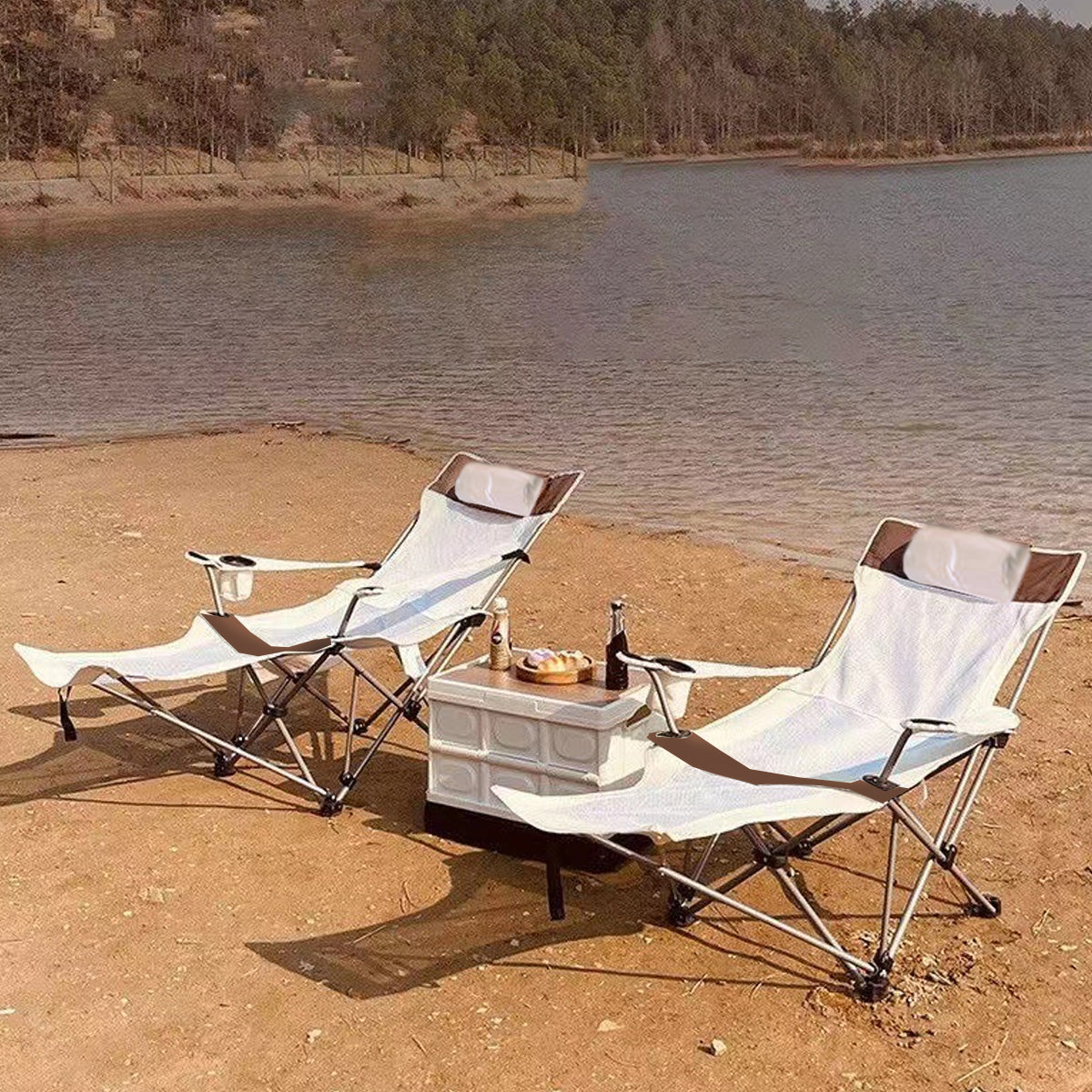 Outdoor Chairs: Outdoor Folding Recliner Portable Beach Camping Chair for Sitting and Lying