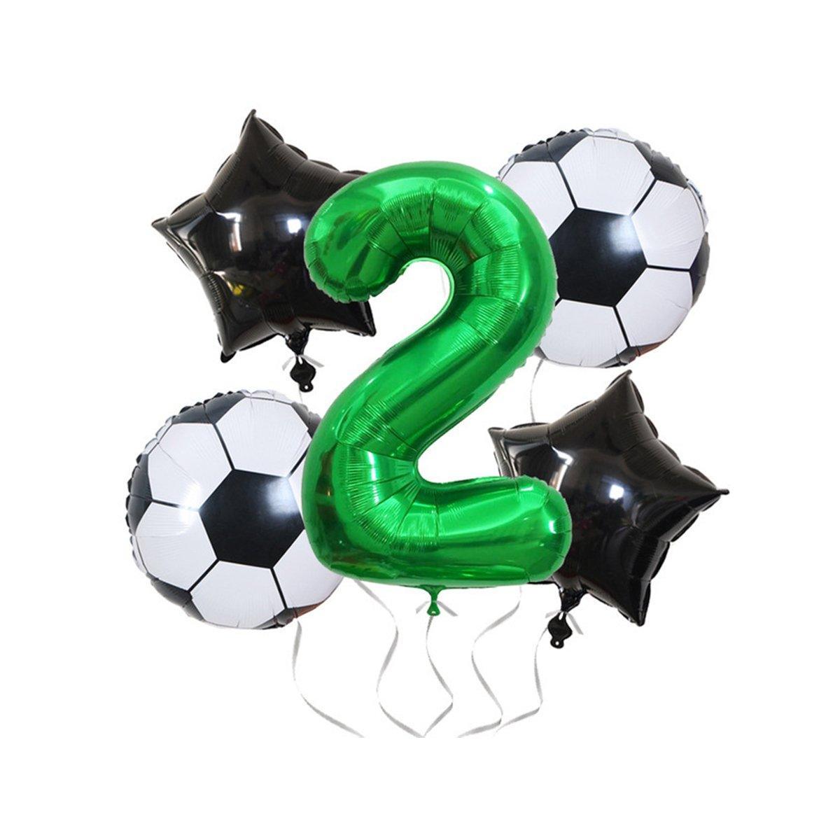 Balloons: 32 Inch Green Soccer Balloons 5 Pieces Set World Cup Birthday Party Decoration - 1