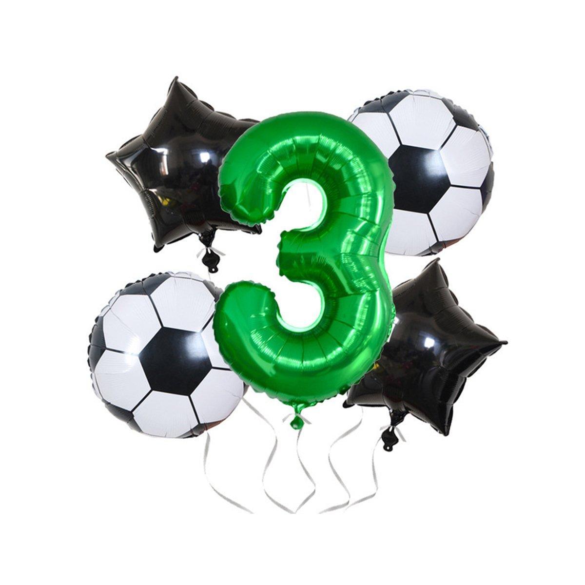 Balloons: 32 Inch Green Soccer Balloons 5 Pieces Set World Cup Birthday Party Decoration - 1