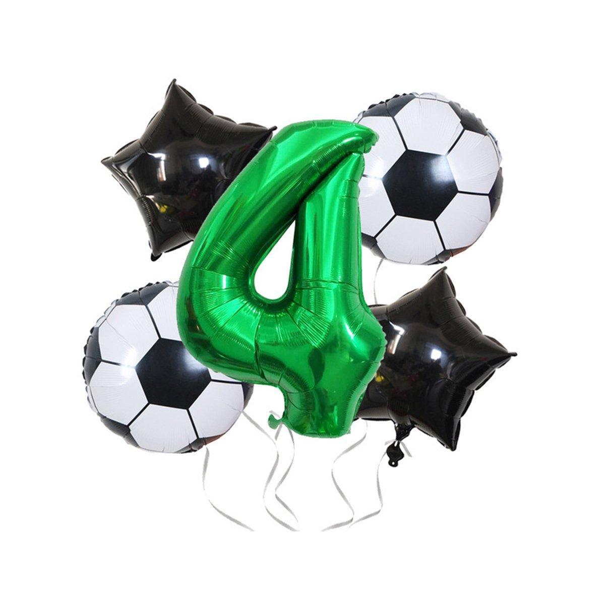 Balloons: 32 Inch Green Soccer Balloons 5 Pieces Set World Cup Birthday Party Decoration - 1