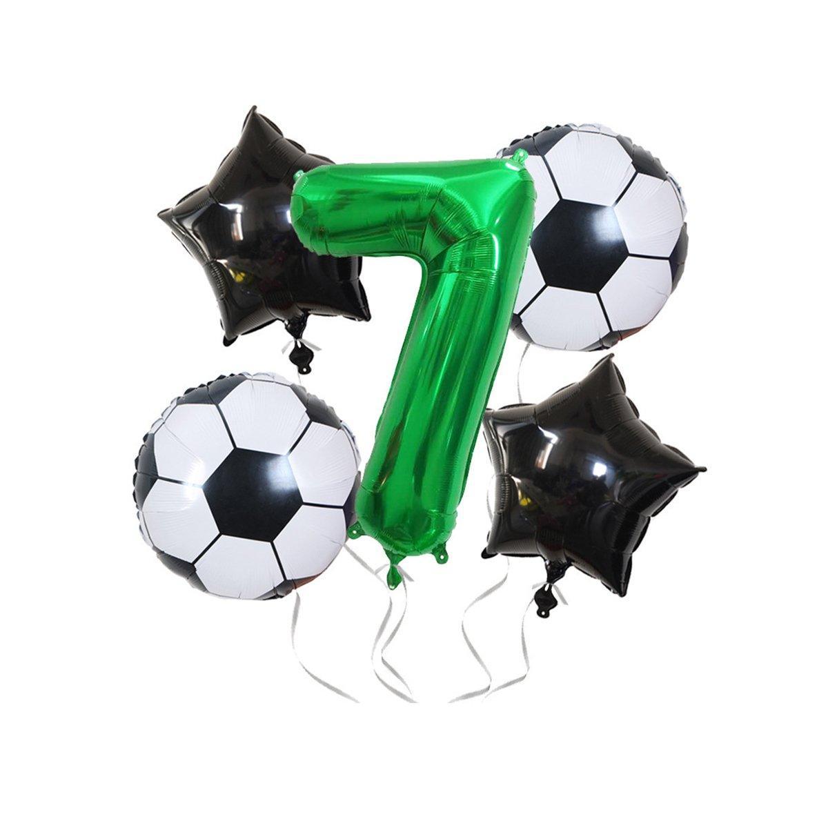 Balloons: 32 Inch Green Soccer Balloons 5 Pieces Set World Cup Birthday Party Decoration - 1