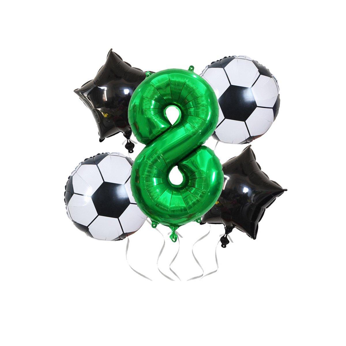 Balloons: 32 Inch Green Soccer Balloons 5 Pieces Set World Cup Birthday Party Decoration - 1