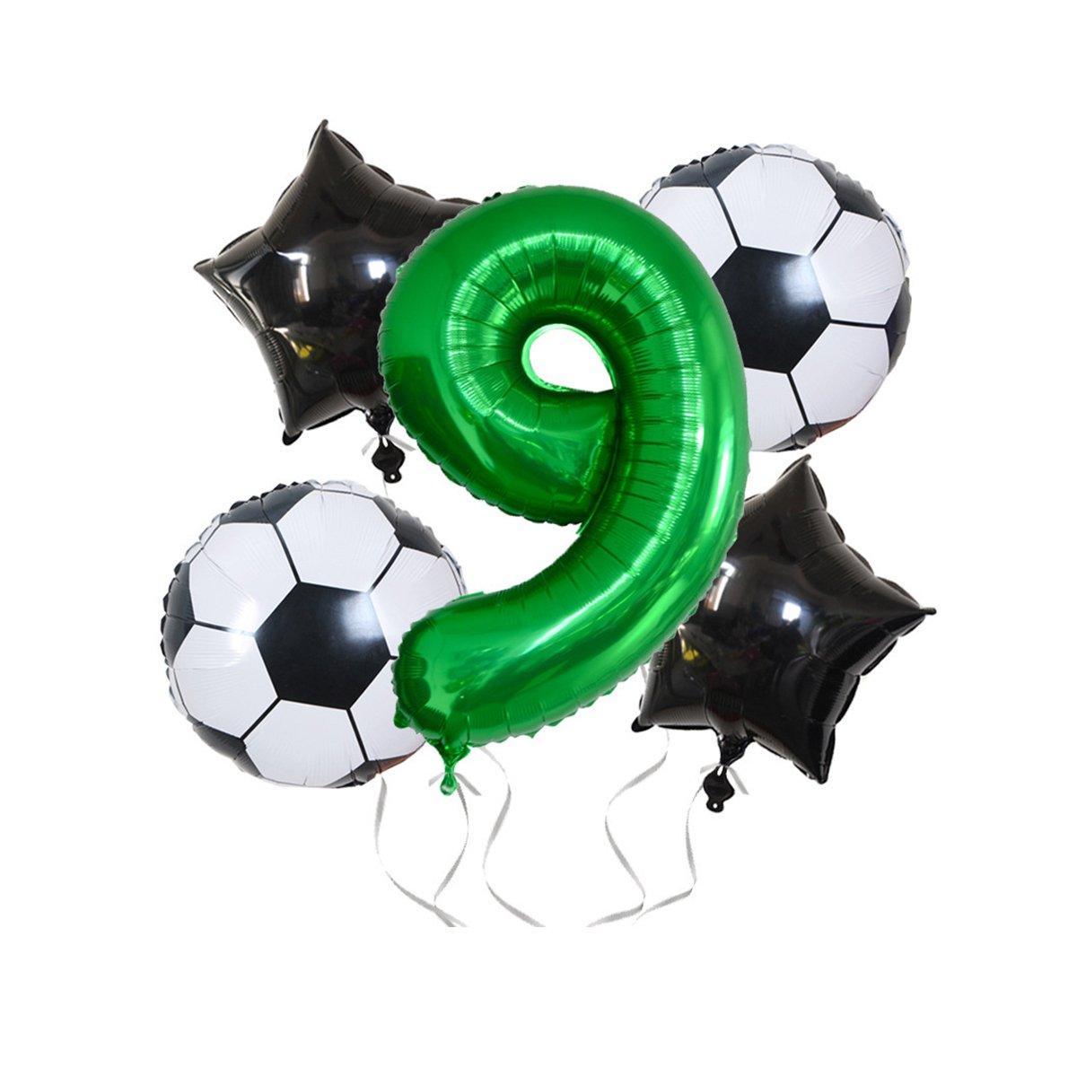 Balloons: 32 Inch Green Soccer Balloons 5 Pieces Set World Cup Birthday Party Decoration - 1