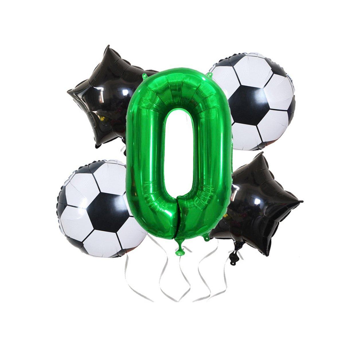 Balloons: 32 Inch Green Soccer Balloons 5 Pieces Set World Cup Birthday Party Decoration - 1
