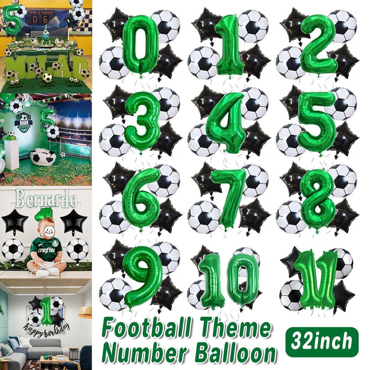Balloons: 32 Inch Green Soccer Balloons 5 Pieces Set World Cup Birthday Party Decoration - 4