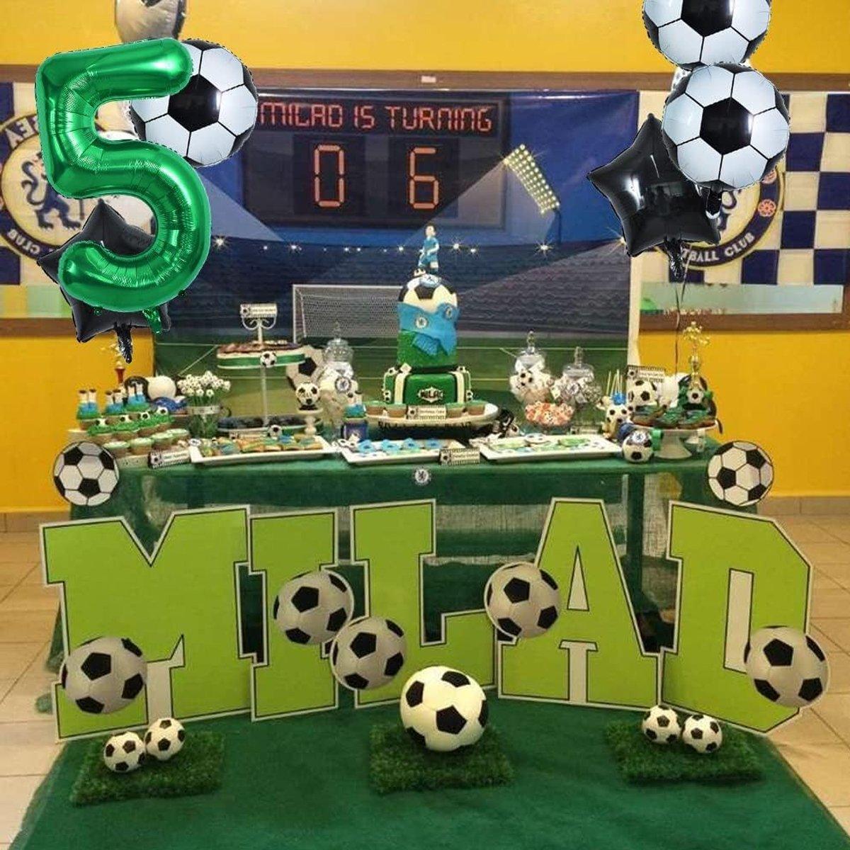 Balloons: 32 Inch Green Soccer Balloons 5 Pieces Set World Cup Birthday Party Decoration - 4