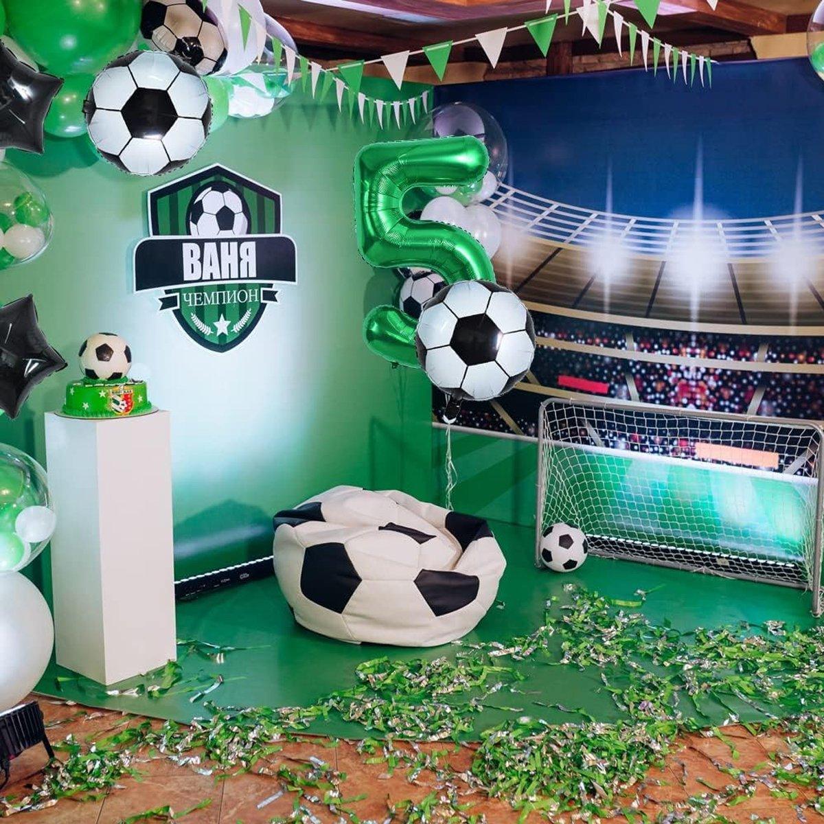 Balloons: 32 Inch Green Soccer Balloons 5 Pieces Set World Cup Birthday Party Decoration - 4
