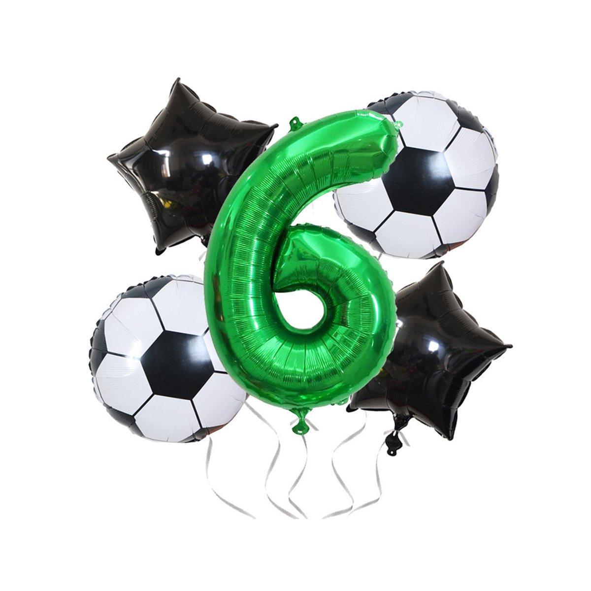 Balloons: 32 Inch Green Soccer Balloons 5 Pieces Set World Cup Birthday Party Decoration - 4