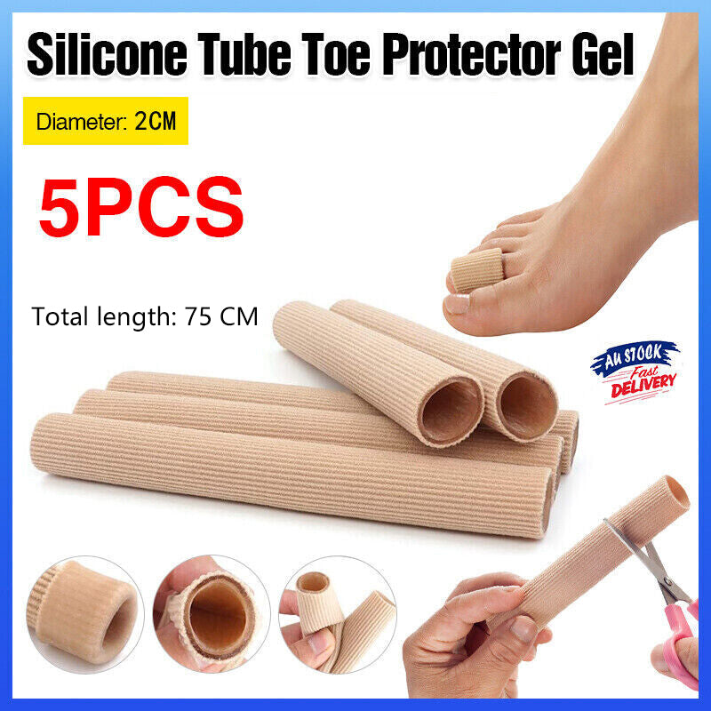 Foot Care: 5Pcs Silicone Tube Toe Gel Protector Corn Relief Foot Pain Soft Cushion Pad Cap