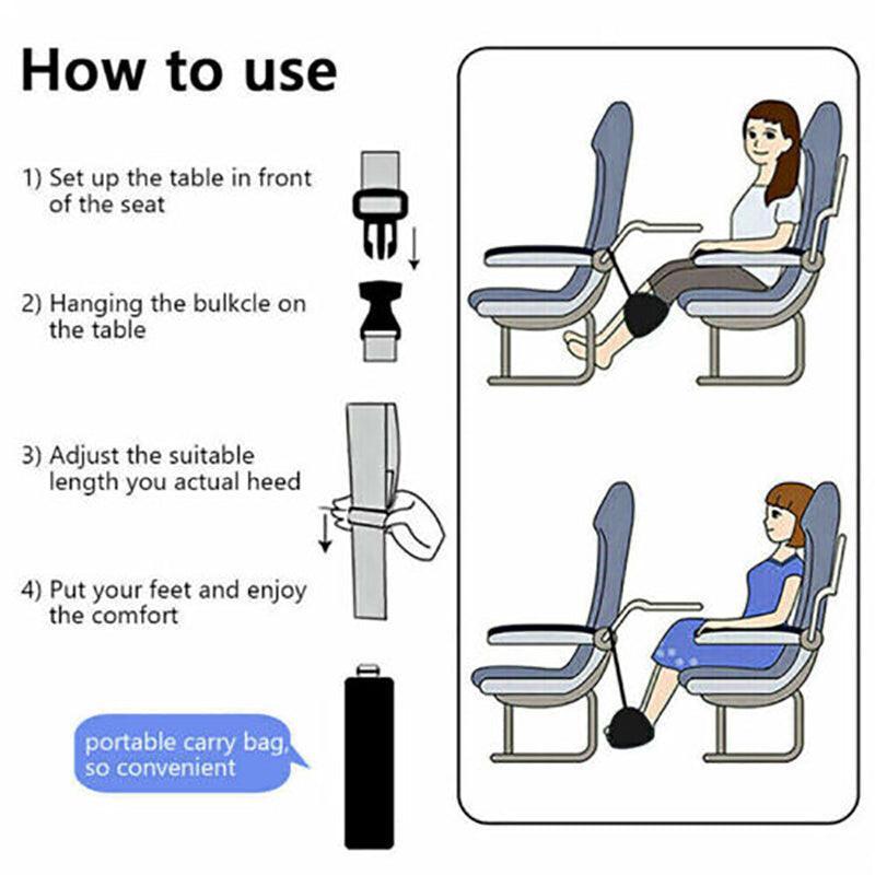 Foot Care: Travel Foot Rest Footrest Leg Pillow Airplane Flight Foam Cushion Sling Hammock