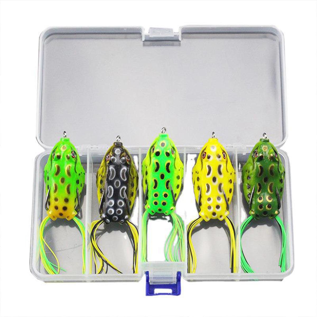 Fishing Tackle: 5pcs Soft Frog Lure Set Fishing Bait Frog Fake Lures for Bass Fishing Tackle