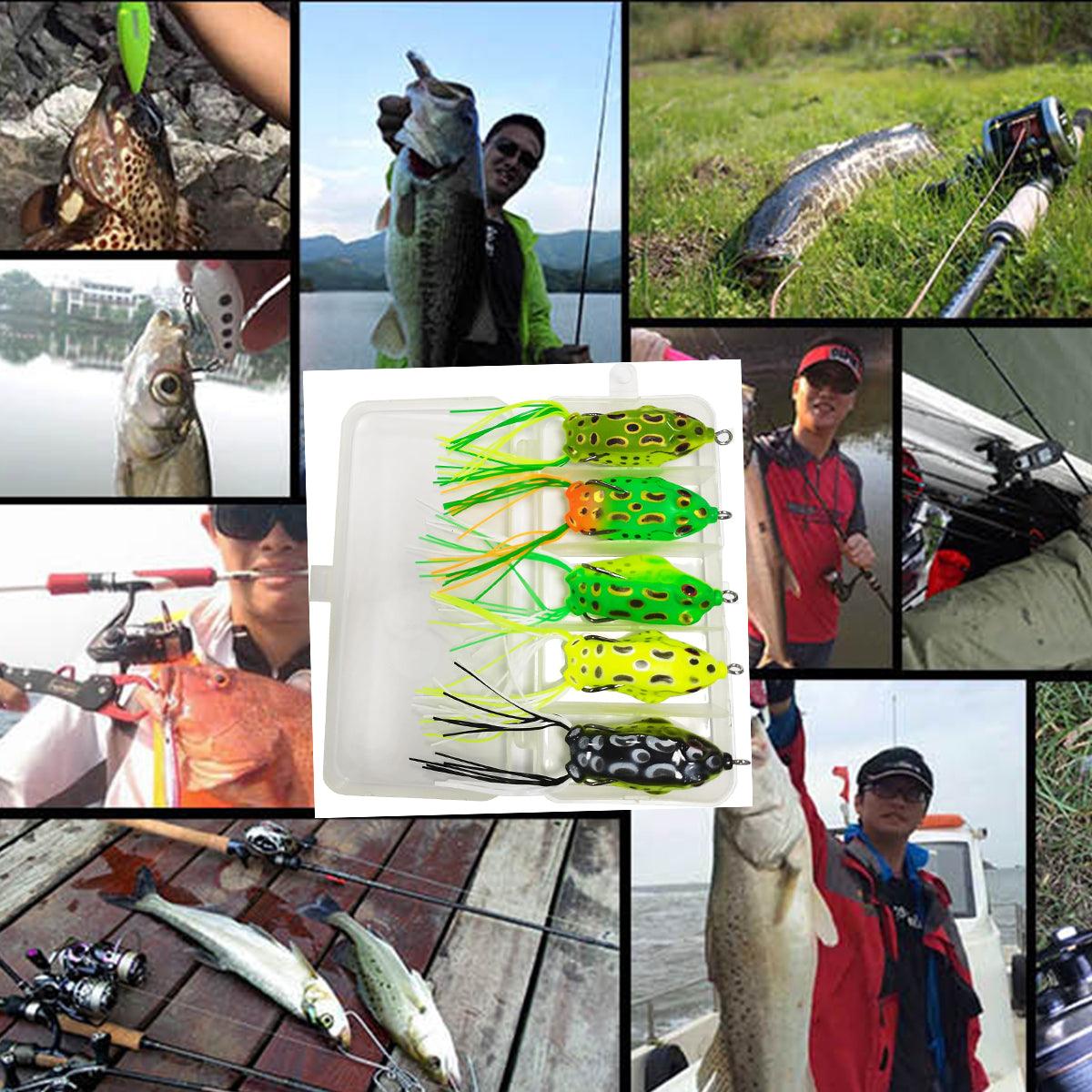 Fishing Tackle: 5pcs Soft Frog Lure Set Fishing Bait Frog Fake Lures for Bass Fishing Tackle