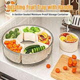 Food Storage: Six Compartment Rotary Fruit Plate Portable Round Snack Box with Lid for Home