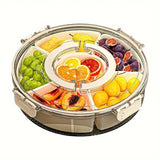 Food Storage: Six Compartment Rotary Fruit Plate Portable Round Snack Box with Lid for Home