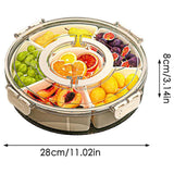 Food Storage: Six Compartment Rotary Fruit Plate Portable Round Snack Box with Lid for Home
