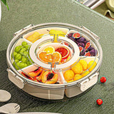 Food Storage: Six Compartment Rotary Fruit Plate Portable Round Snack Box with Lid for Home