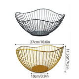 Postage Satchels & Boxes: Large Iron Fruit Storage Basket Home Decor Snack Candy Plate Living Room Basket - Black