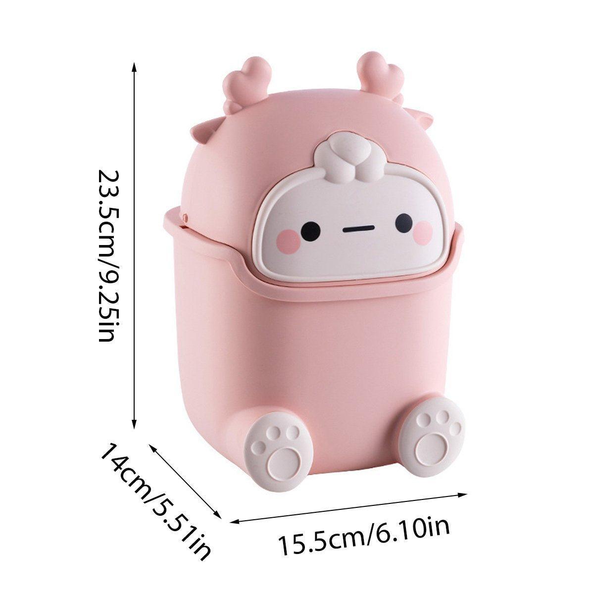 Pedal Bins: Mini Monster Trash Can Desktop Flip Top Garbage Bin Small Plastic Waste Basket - Light Blue