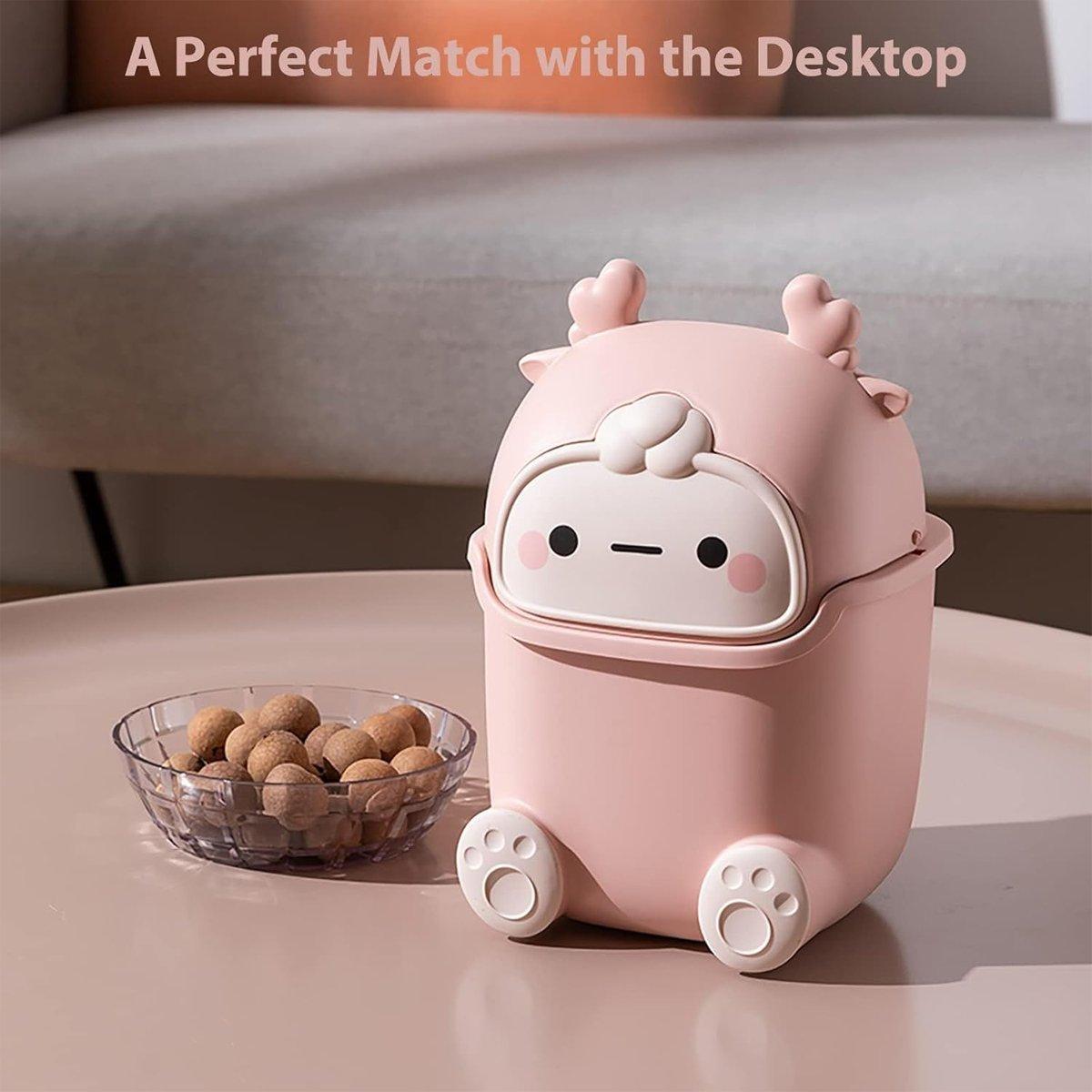 Pedal Bins: Mini Monster Trash Can Desktop Flip Top Garbage Bin Small Plastic Waste Basket - Light Blue