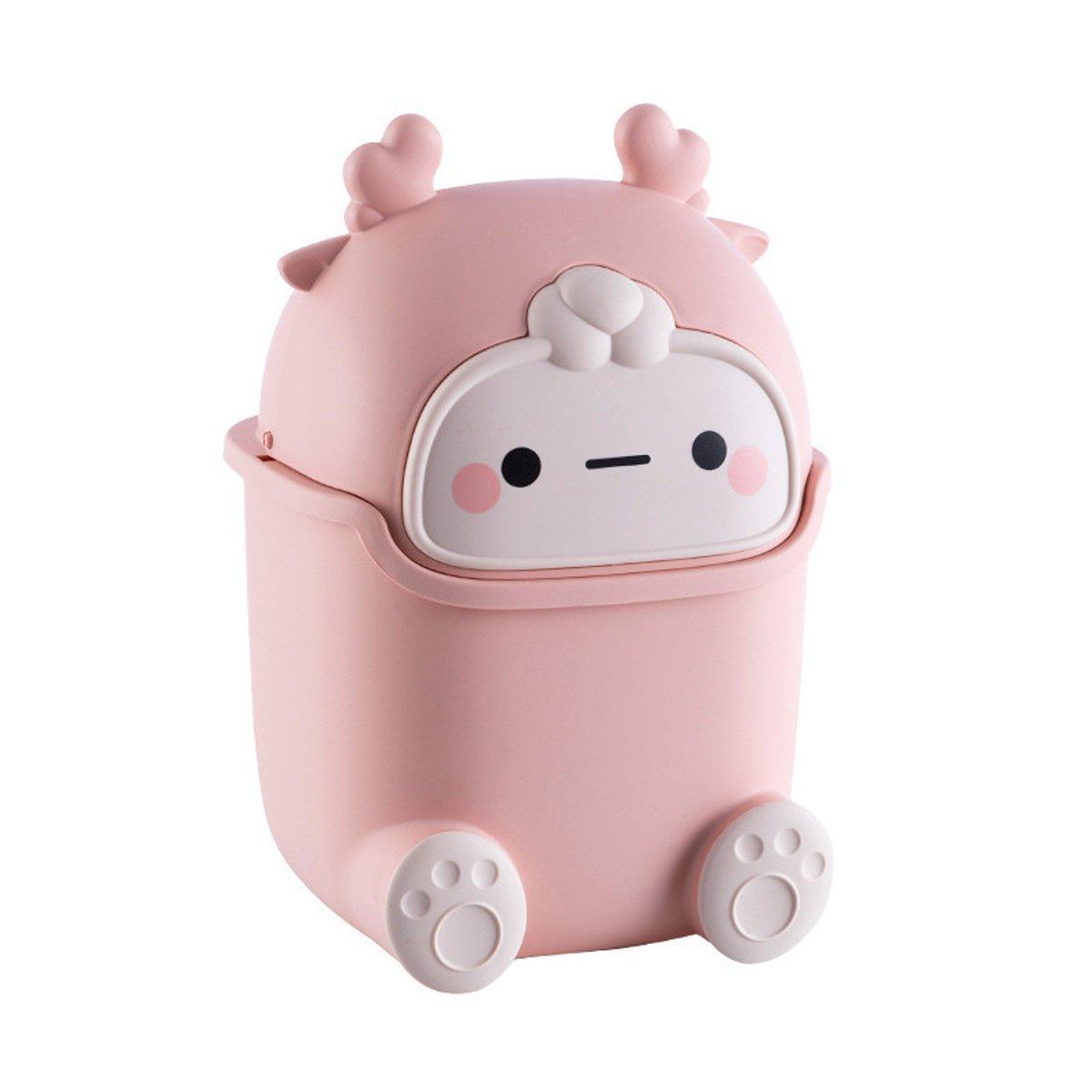 Pedal Bins: Mini Monster Trash Can Desktop Flip Top Garbage Bin Small Plastic Waste Basket - Light Blue