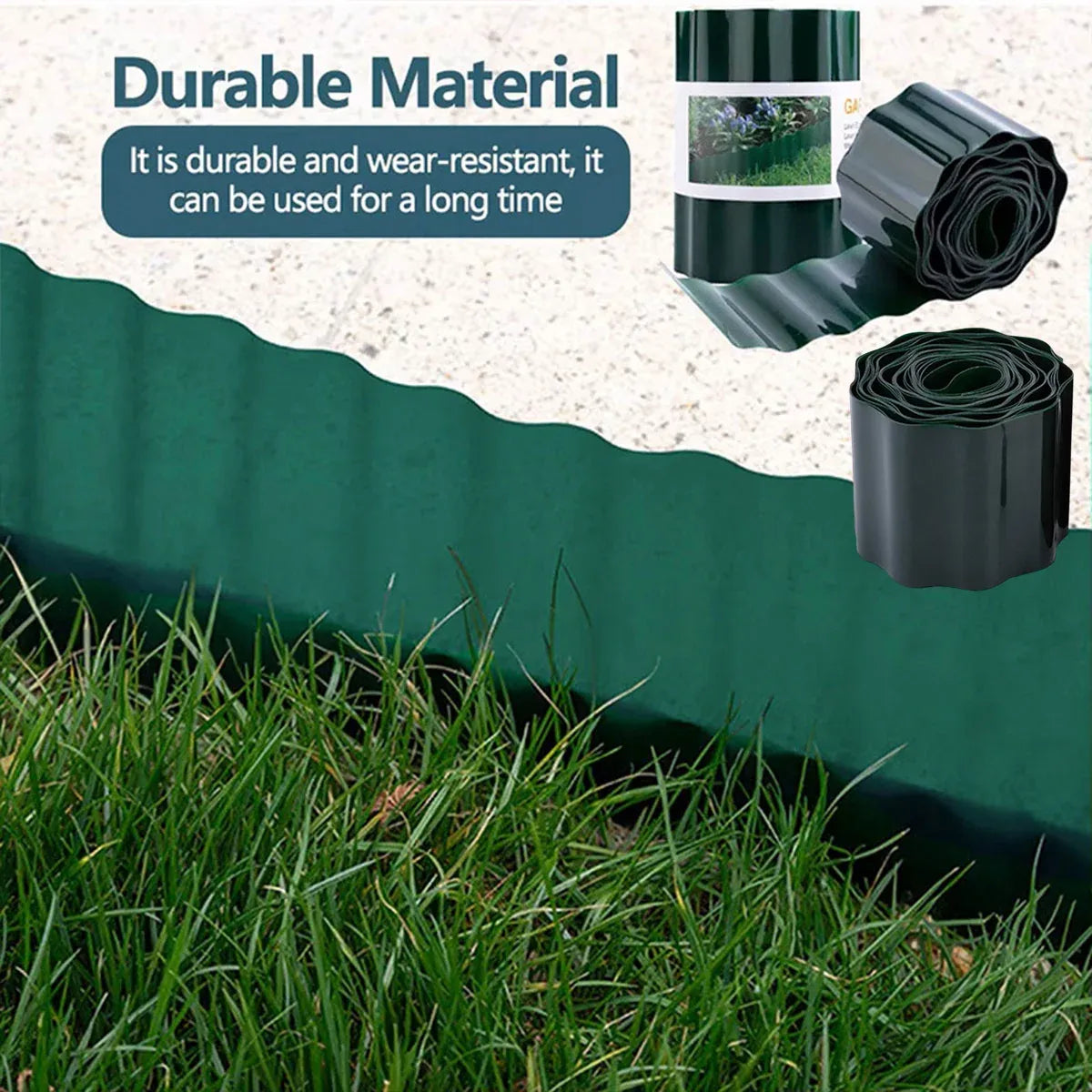 Green Garden Landscape Edging Border Flexible Lawn Fence Roll Outdoor Decor - 10cm