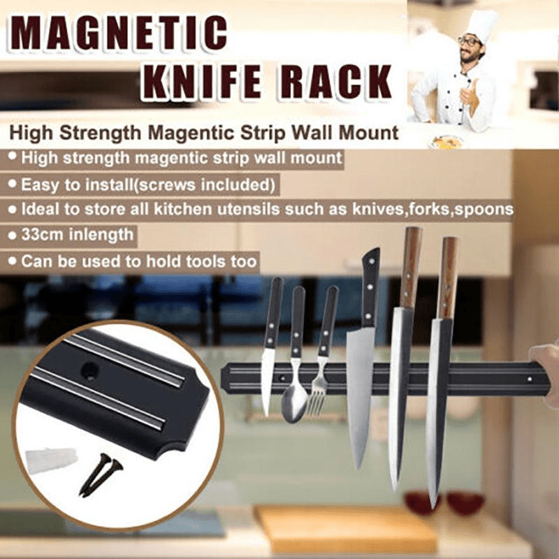 Bathroom Cabinets, Cupboards & Storage: 2X Magnetic Knife Rack Magnet Wall Mount Holder Strip Utensil Shelf Kitchen Tool