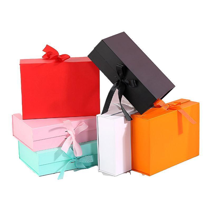 Jewellery Making Kits: 5X Medium Premium Gift Boxes with Ribbon Multi-Color Hamper Packaging Set - Orange