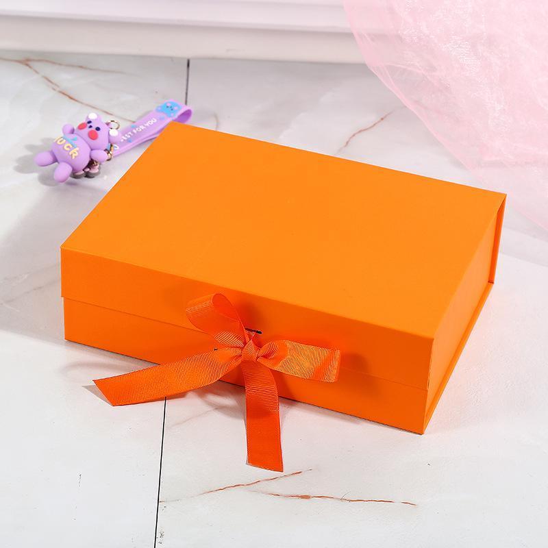 Jewellery Making Kits: 5X Medium Premium Gift Boxes with Ribbon Multi-Color Hamper Packaging Set - Orange