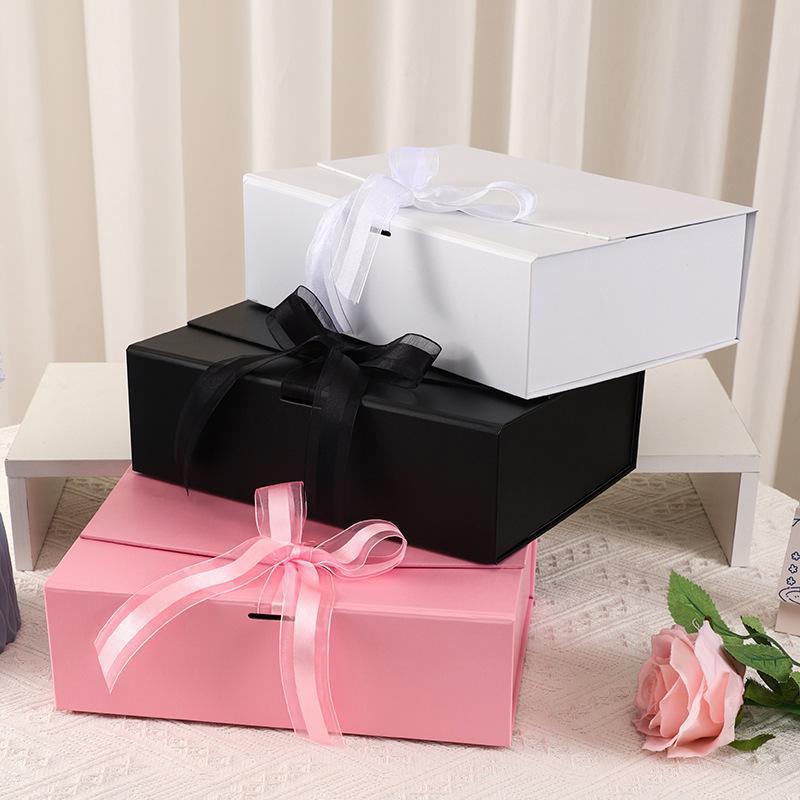 Jewellery Making Kits: 5X Medium Premium Gift Boxes with Ribbon Multi-Color Hamper Packaging Set - Orange