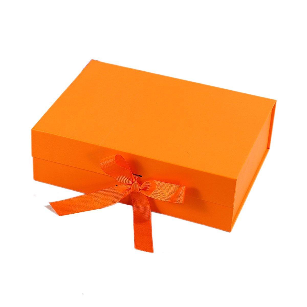 Jewellery Making Kits: 5X Medium Premium Gift Boxes with Ribbon Multi-Color Hamper Packaging Set - Orange