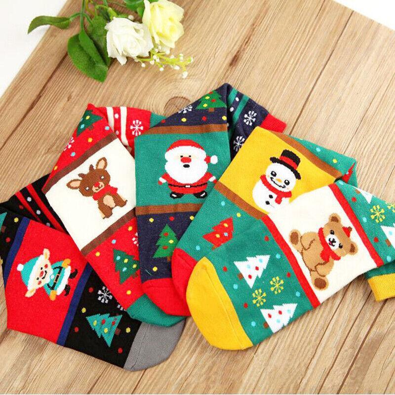 Foot Care: Christmas Socks Santa Reindeer Snowman Pattern Xmas Party Gift Stockings - Santa