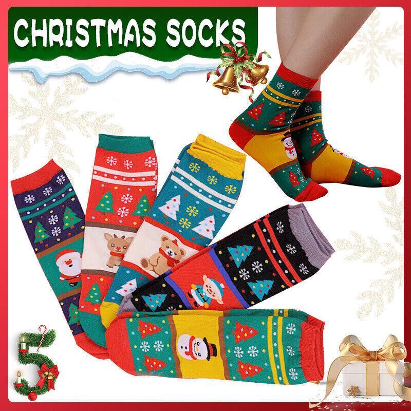 Foot Care: Christmas Socks Santa Reindeer Snowman Pattern Xmas Party Gift Stockings - Snowman