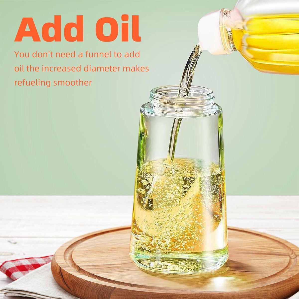 Kitchen Utensils: 2-in-1 470ml Glass Oil Bottle Spray Pour Automatic Pressure Control Kitchen Tool - Beige