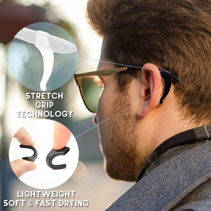 Men's Accessories: Silicone Glasses Ear Hooks Anti Slip Grip Spectacle Holder Sports Temple Tips - Black