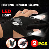 2PCS LED Light Fishing Gloves with Finger Flashlights for Outdoor Night Use