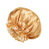 Women's Sleepwear: Womens Satin Sleep Cap Bonnet Elastic Wide Band Hair Sleeping Hat - Gold