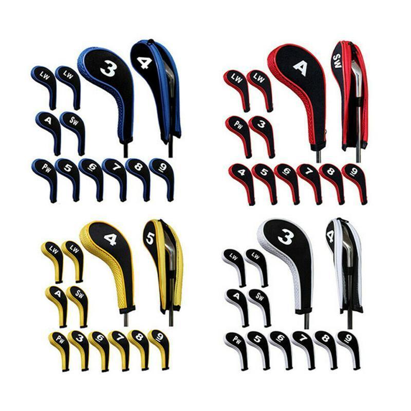 Golf Accessories: 12Pcs Golf Head Cover Iron Putter Driver Headcover Protective Set Club Covers - Red