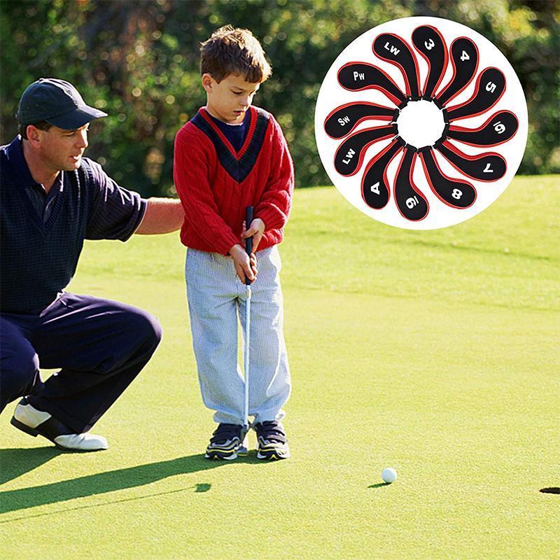 Golf Accessories: 12Pcs Golf Head Cover Iron Putter Driver Headcover Protective Set Club Covers - Red
