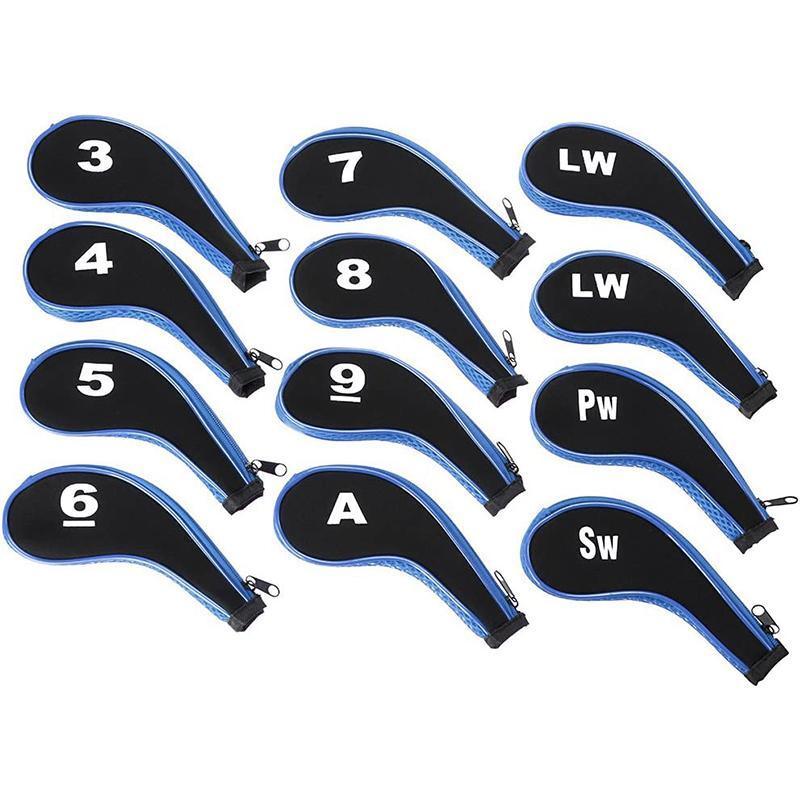 Golf Accessories: 12Pcs Golf Head Cover Iron Putter Driver Headcover Protective Set Club Covers - Red