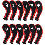 12Pcs Golf Head Cover Iron Putter Driver Headcover Protective Set Club Covers - Red