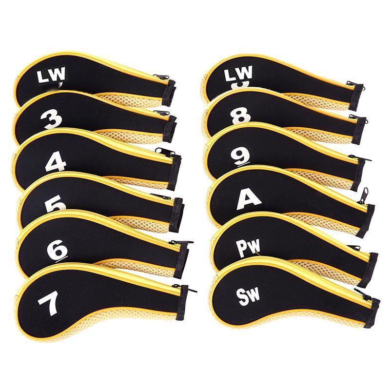Golf Accessories: 12Pcs Golf Head Cover Iron Putter Driver Headcover Protective Set Club Covers - Red
