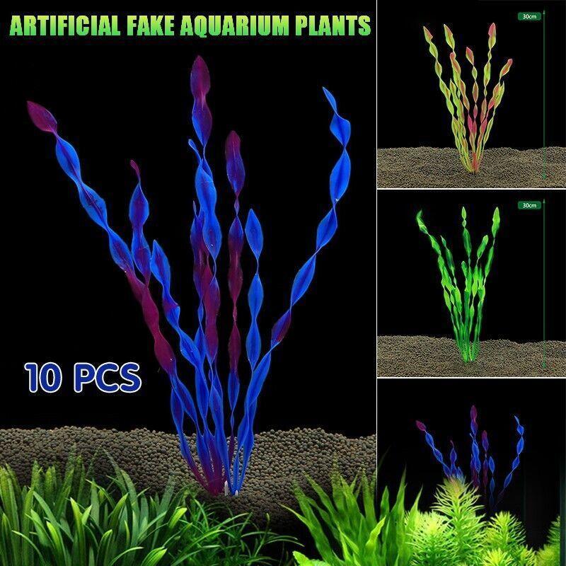 Aquarium Decor: 10PCS Artificial Plants Fish Tank Aquarium Aquatic Plants Simulated Water Grass